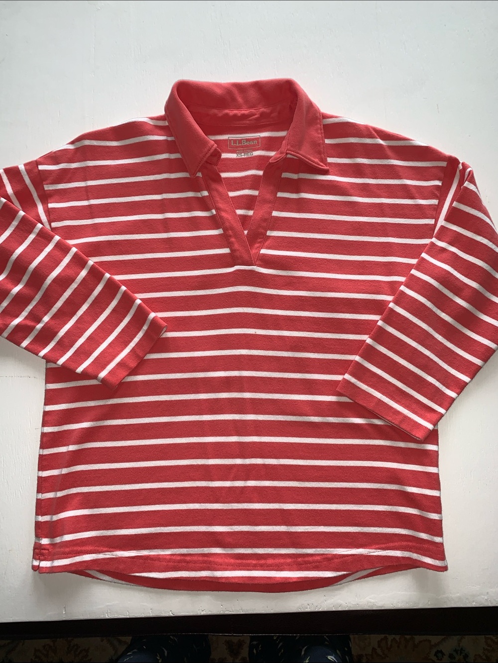 L.L. Bean Heritage Mariner Top in Coral and White Stripes Size XS